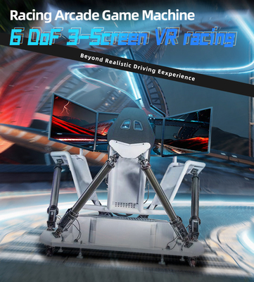 3 de schermen 6 DOF VR het Rennen Simulator5.0kw Elektrische Cilinder Arcade Game Machine