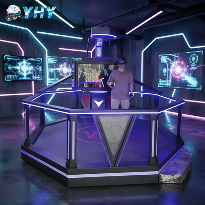 Commercieel Interactief VR-gevechtsstation Blauwe verlichting Meeslepende hindernissenparcours Competitie VR Arcade Machine VR-ervaring