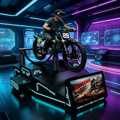 Commerciële VR-bergmotorrace-racesimulator met hoog rendement, 4dof dynamisch bewegingsplatform