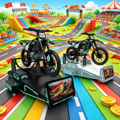 Commerciële 4kw VR Mountain Off-road Motorrace Simulator met Volledig Dynamisch Bewegingsplatform