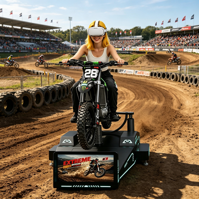 Single-player VR Mountain Racing Simulator met Dynamic Tilt & Real-Time Haptic Response