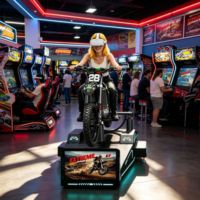 Guangzhou Factory Commercial VR Mountain Motorcycle Simulator met haptisch feedback systeem