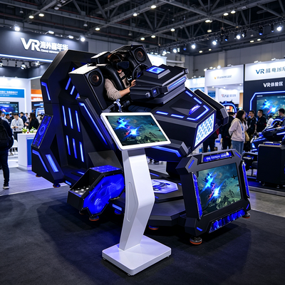 Interactive 360 Degree VR Racing Simulator Machine with Live Video Screen for Malls