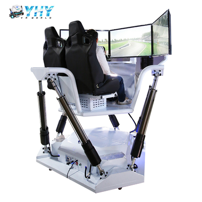 YHY VR Factory Manufacture 6 DOF Platform Racing Simulator 3 Screen Driving Car Arcade Game Machine Amusements Rides voor 2 spelers