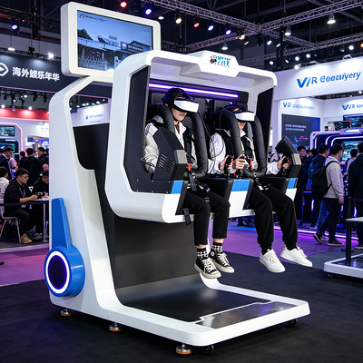Commerciële dubbele zitplaatsen 360 graden draaiende VR-bewegingssimulatormachine voor winkelcentra